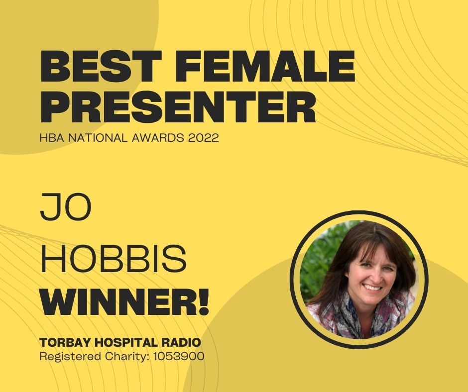 Jo Hobbis Best Female Presenter at HBA Awards